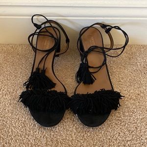 Aquazzura Wild Thing Black Suede Sandals EU 38.5